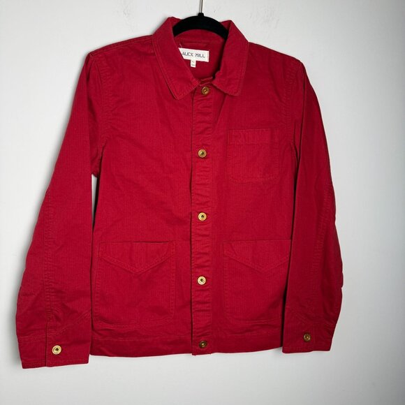 Alex Mill Jackets & Blazers - Alex Mill Womens Canvas Work Chore Jacket Red Gold Size L Utilitarian Workwear